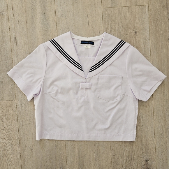 Kuri Ori Tops - White Japanese School Uniform Sailor Top